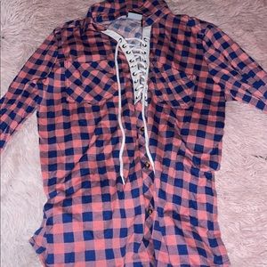Lace up flannel